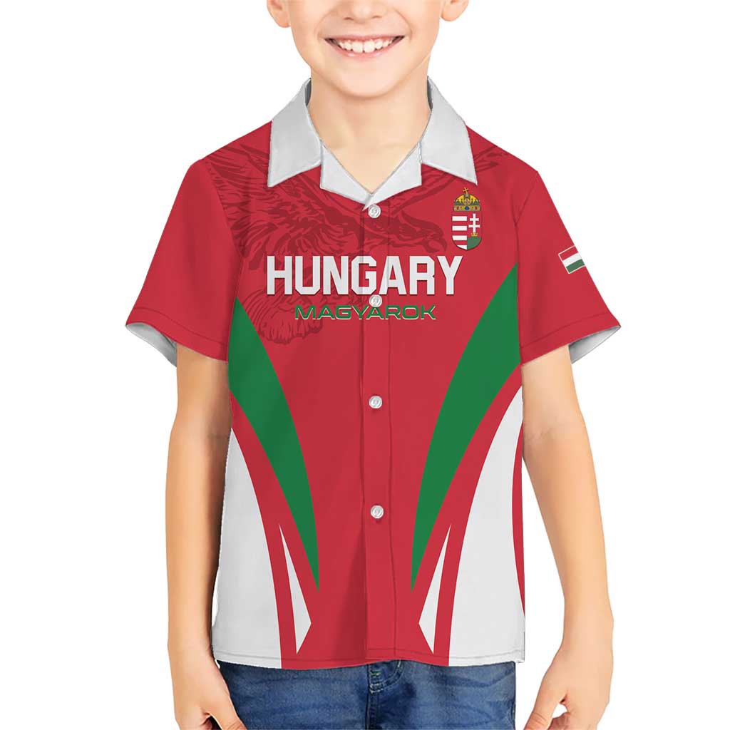 Custom Hungary 2024 Football Kid Hawaiian Shirt Hajra Magyarok - Wonder Print Shop