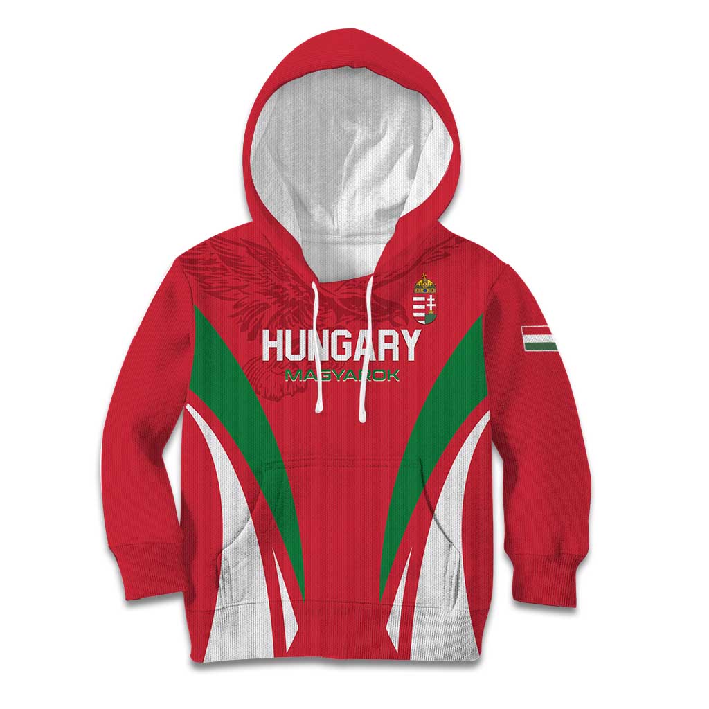 Custom Hungary 2024 Football Kid Hoodie Hajra Magyarok - Wonder Print Shop