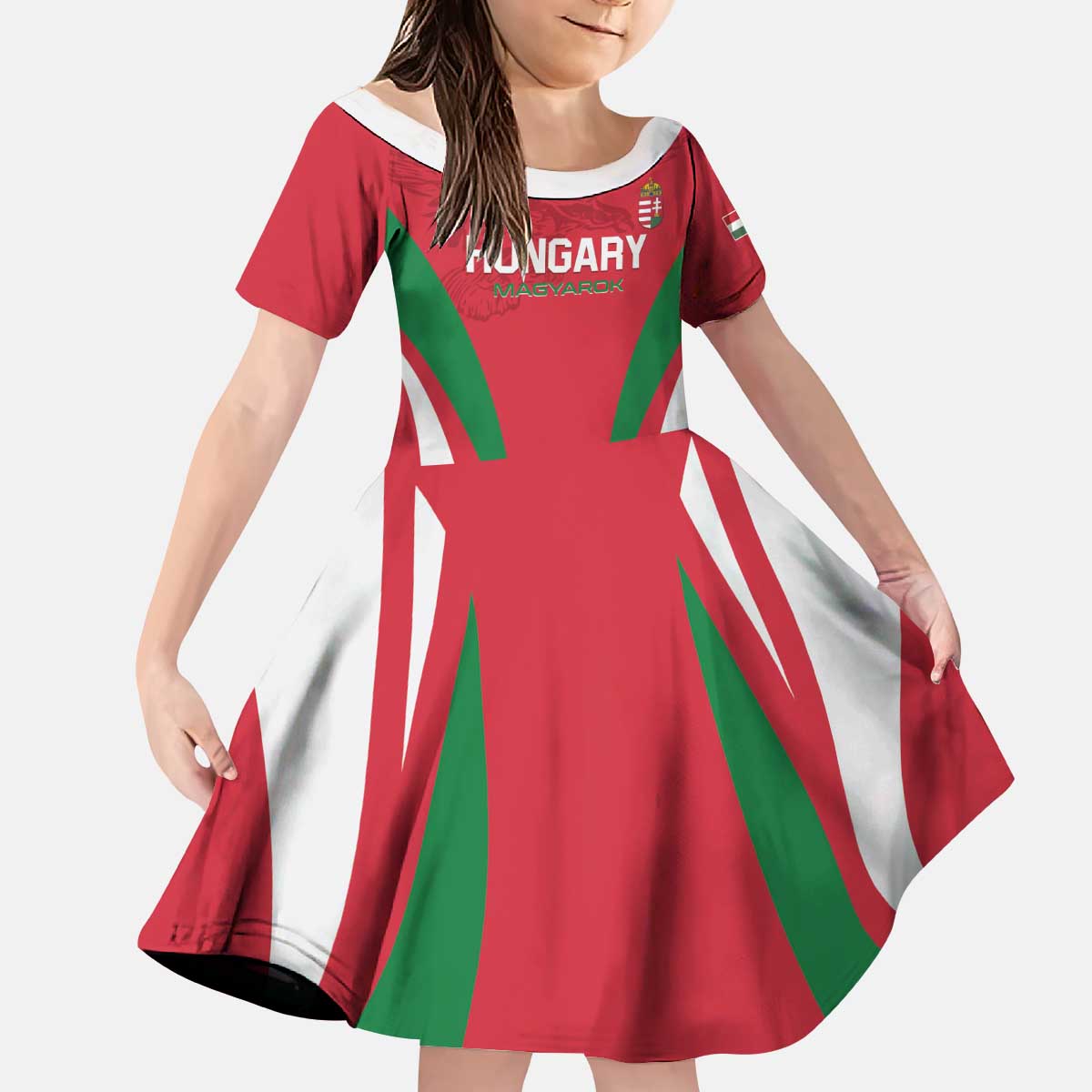 Custom Hungary 2024 Football Kid Short Sleeve Dress Hajra Magyarok - Wonder Print Shop