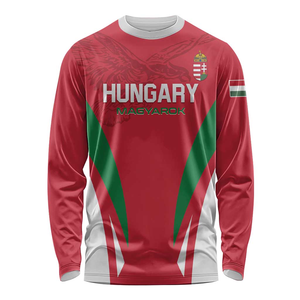 Custom Hungary 2024 Football Long Sleeve Shirt Hajra Magyarok - Wonder Print Shop