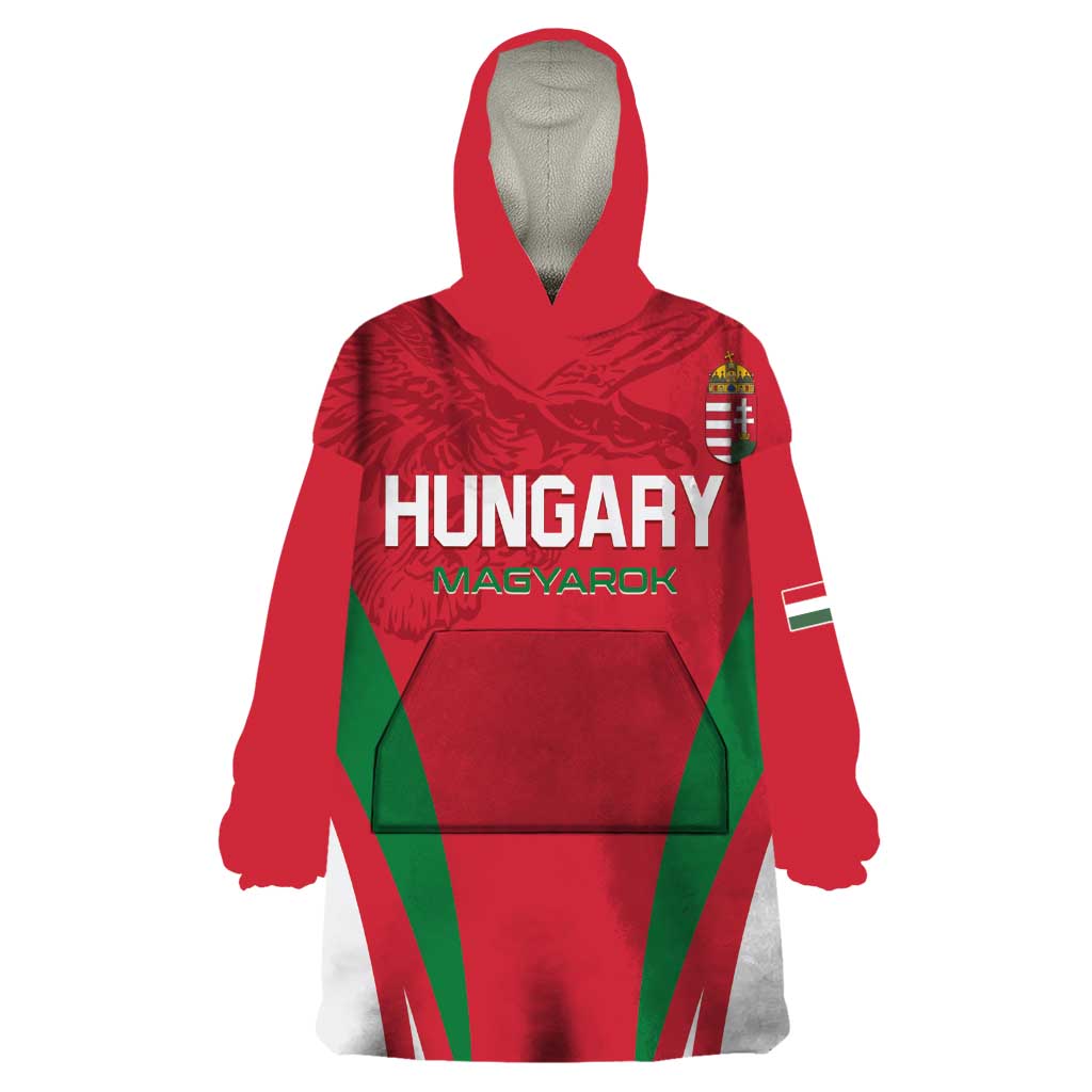 Custom Hungary 2024 Football Wearable Blanket Hoodie Hajra Magyarok - Wonder Print Shop