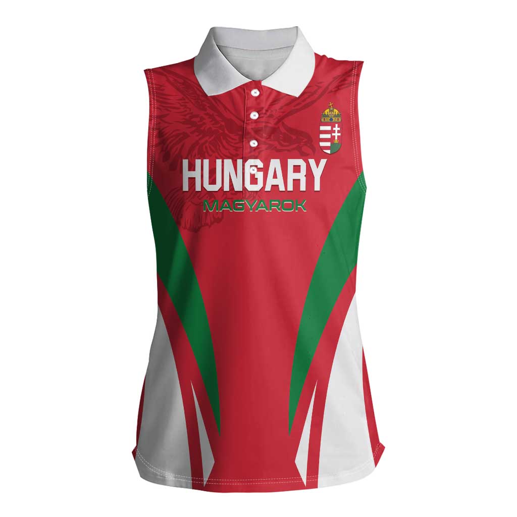 Custom Hungary 2024 Football Women Sleeveless Polo Shirt Hajra Magyarok - Wonder Print Shop