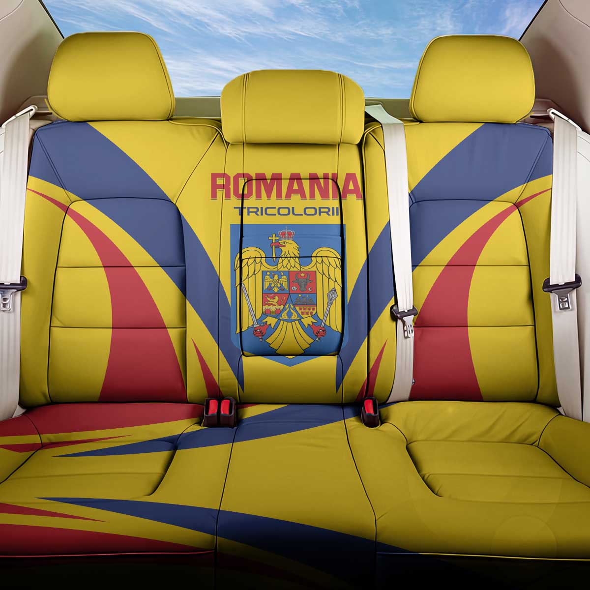 Romania 2024 Football Back Car Seat Cover Come On Tricolorii - Wonder Print Shop