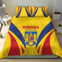 Romania football bedding set: yellow, blue, red duvet cover with crest and text