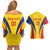 Custom Romania 2024 Football Couples Matching Off Shoulder Short Dress and Hawaiian Shirt Come On Tricolorii - Wonder Print Shop