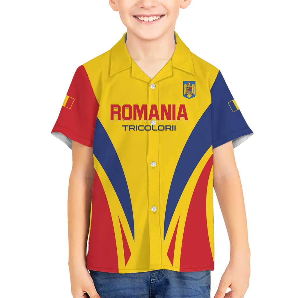 Custom Romania 2024 Football Kid Hawaiian Shirt Come On Tricolorii - Wonder Print Shop