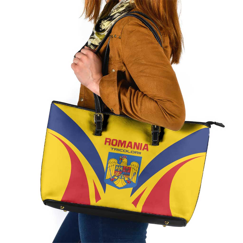 Romania 2024 Football Leather Tote Bag Come On Tricolorii - Wonder Print Shop