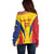 Custom Romania 2024 Football Off Shoulder Sweater Come On Tricolorii - Wonder Print Shop