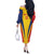 Custom Romania 2024 Football Off The Shoulder Long Sleeve Dress Come On Tricolorii - Wonder Print Shop