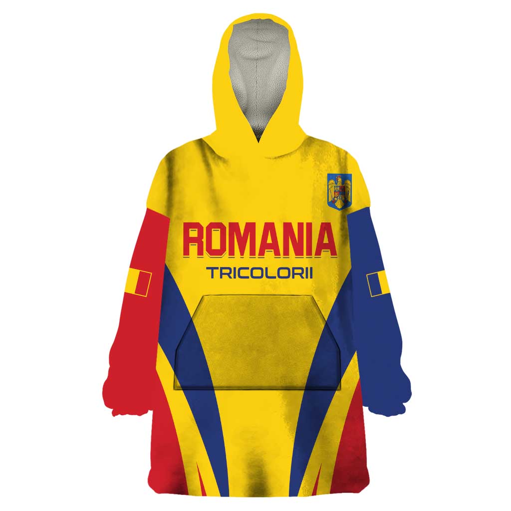 Custom Romania 2024 Football Wearable Blanket Hoodie Come On Tricolorii - Wonder Print Shop