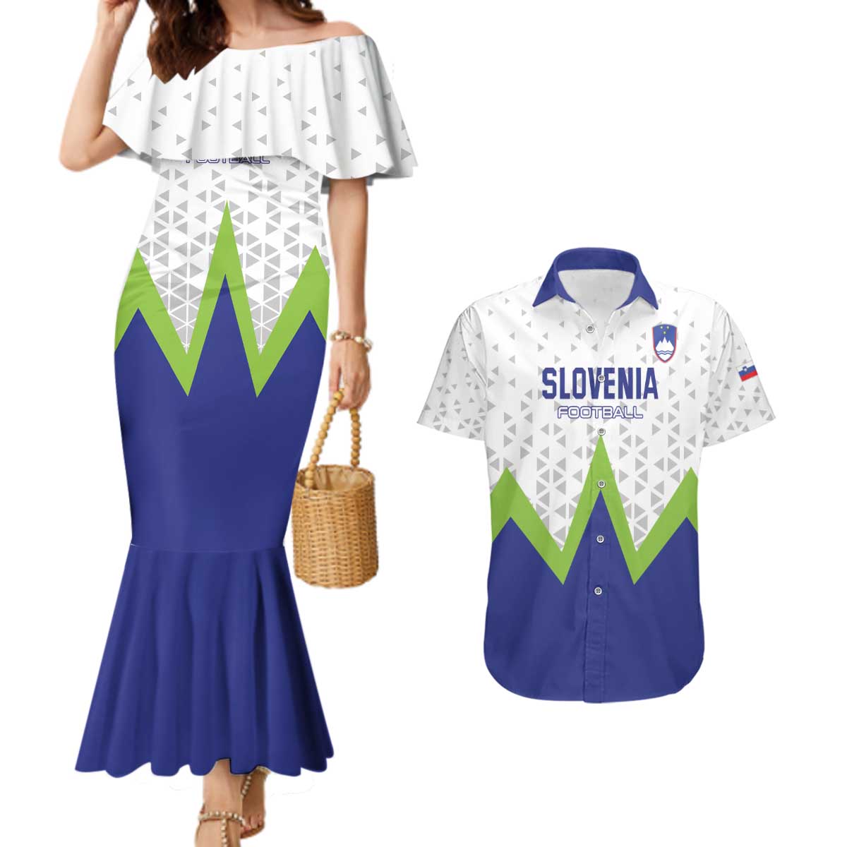 Custom Slovenia 2024 Football Couples Matching Mermaid Dress and Hawaiian Shirt Slovenija Go Champions - Wonder Print Shop