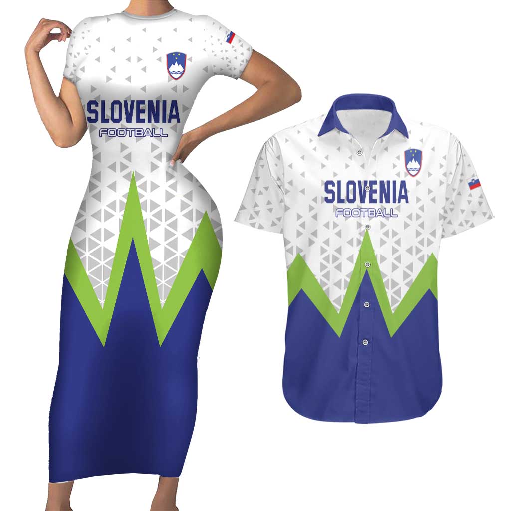 Custom Slovenia 2024 Football Couples Matching Short Sleeve Bodycon Dress and Hawaiian Shirt Slovenija Go Champions - Wonder Print Shop