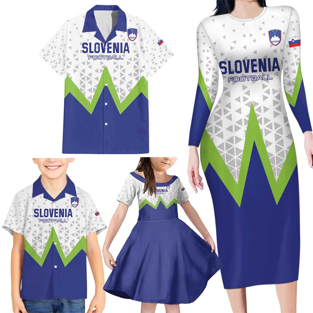 Custom Slovenia 2024 Football Family Matching Long Sleeve Bodycon Dress and Hawaiian Shirt Slovenija Go Champions - Wonder Print Shop