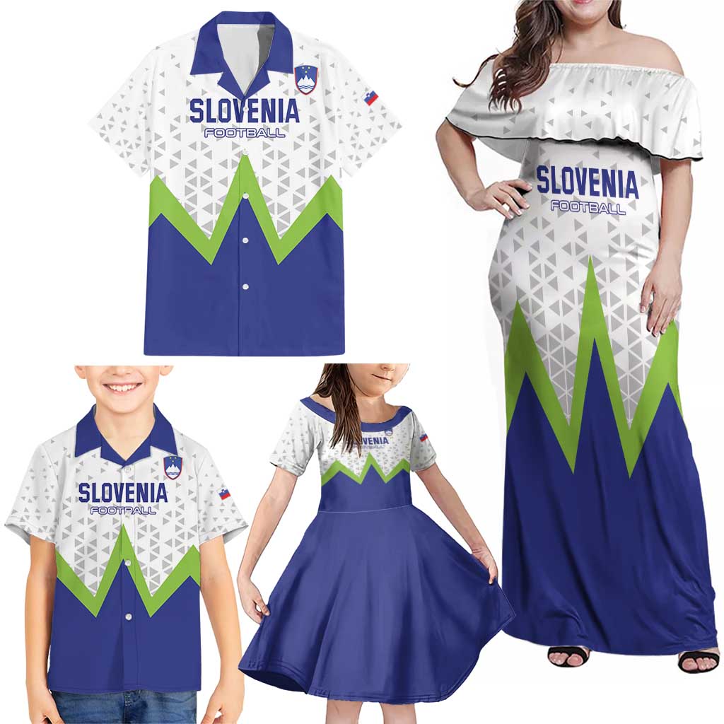 Custom Slovenia 2024 Football Family Matching Off Shoulder Maxi Dress and Hawaiian Shirt Slovenija Go Champions - Wonder Print Shop