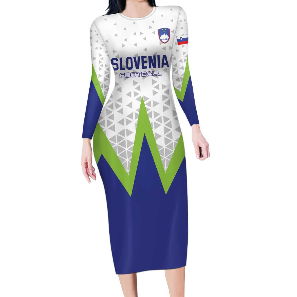 Custom Slovenia 2024 Football Long Sleeve Bodycon Dress Slovenija Go Champions - Wonder Print Shop