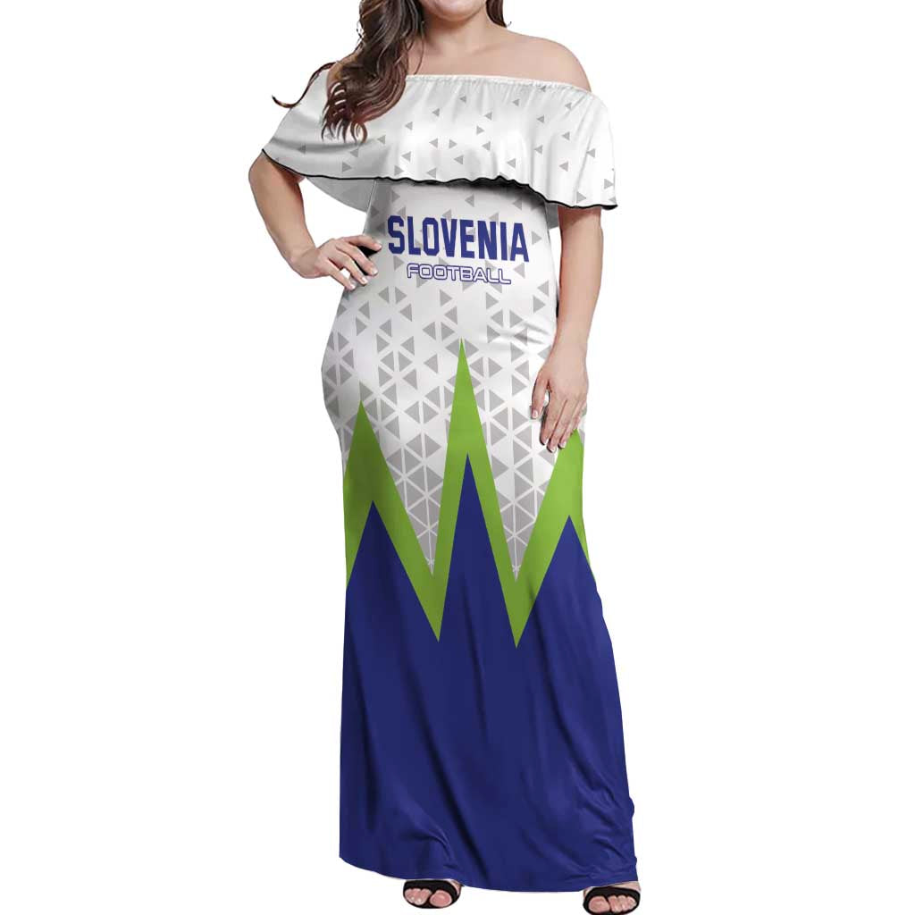 Custom Slovenia 2024 Football Off Shoulder Maxi Dress Slovenija Go Champions - Wonder Print Shop