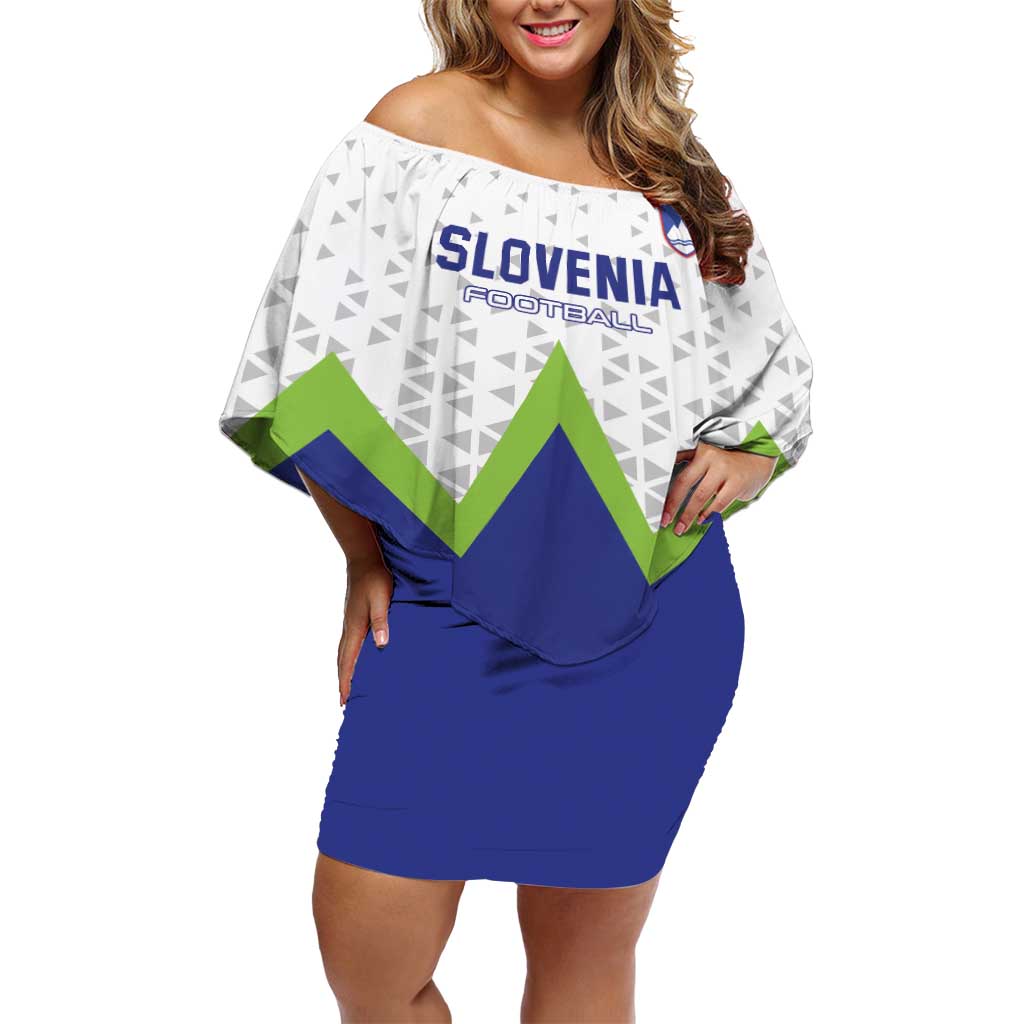 Custom Slovenia 2024 Football Off Shoulder Short Dress Slovenija Go Champions - Wonder Print Shop