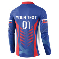Blue football button sweatshirt back with YOUR TEXT, 01 graphic and crest