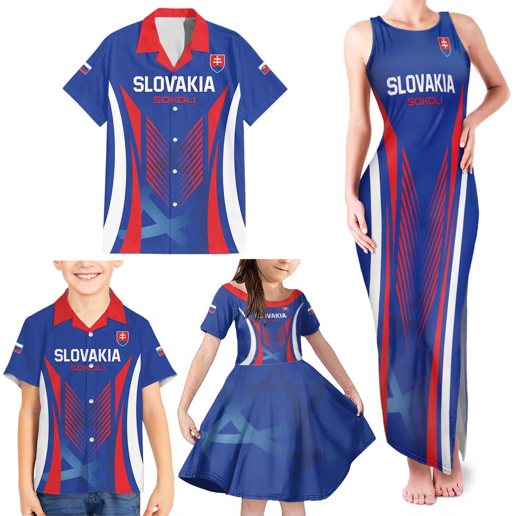 Custom Slovakia 2024 Football Family Matching Tank Maxi Dress and Hawaiian Shirt Slovenska Sokoli - Wonder Print Shop