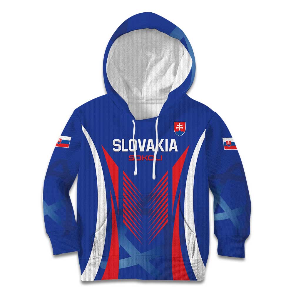 Custom Slovakia 2024 Football Kid Hoodie Slovenska Sokoli - Wonder Print Shop