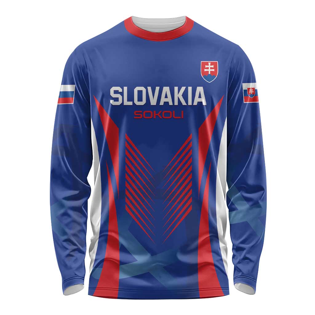 Custom Slovakia 2024 Football Long Sleeve Shirt Slovenska Sokoli - Wonder Print Shop