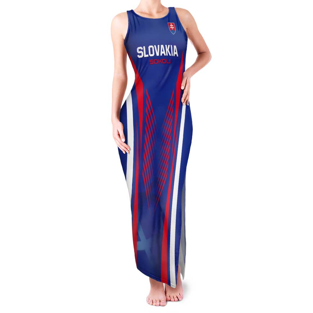 Custom Slovakia 2024 Football Tank Maxi Dress Slovenska Sokoli - Wonder Print Shop