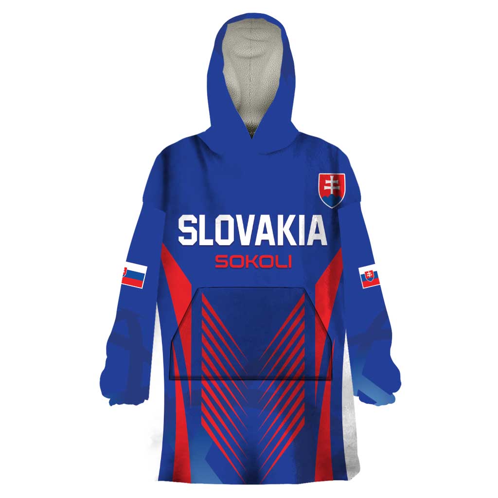 Custom Slovakia 2024 Football Wearable Blanket Hoodie Slovenska Sokoli - Wonder Print Shop