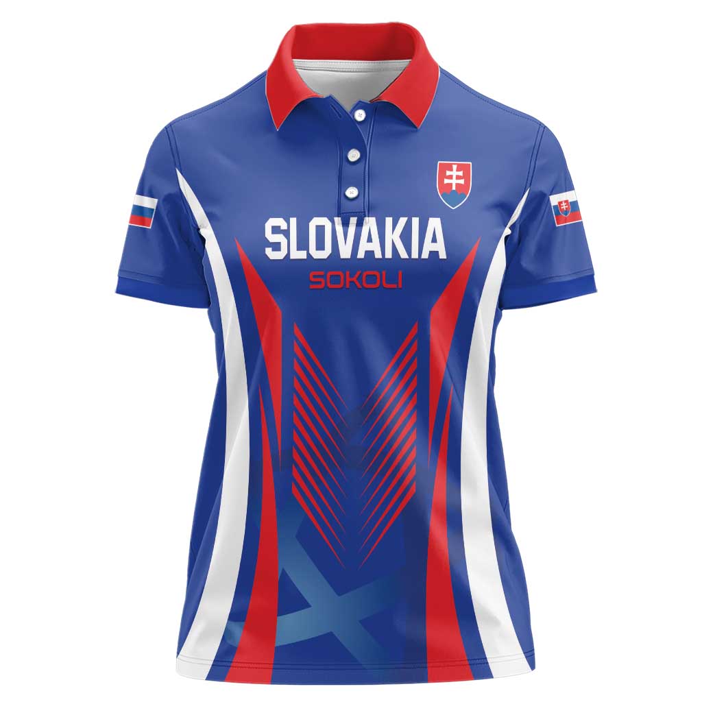 Custom Slovakia 2024 Football Women Polo Shirt Slovenska Sokoli - Wonder Print Shop