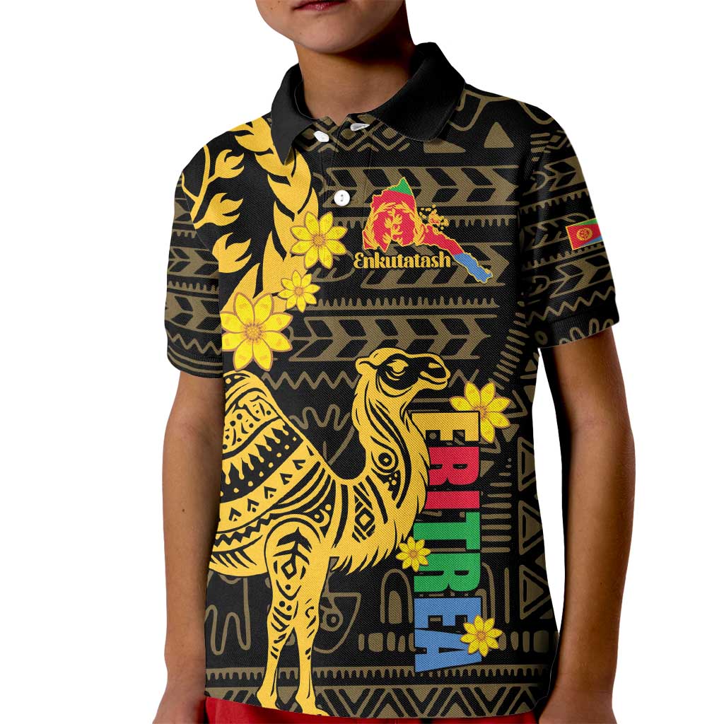 Enkutatash Eritrea New Year Kid Polo Shirt Eritrean Camel African Pattern - Wonder Print Shop