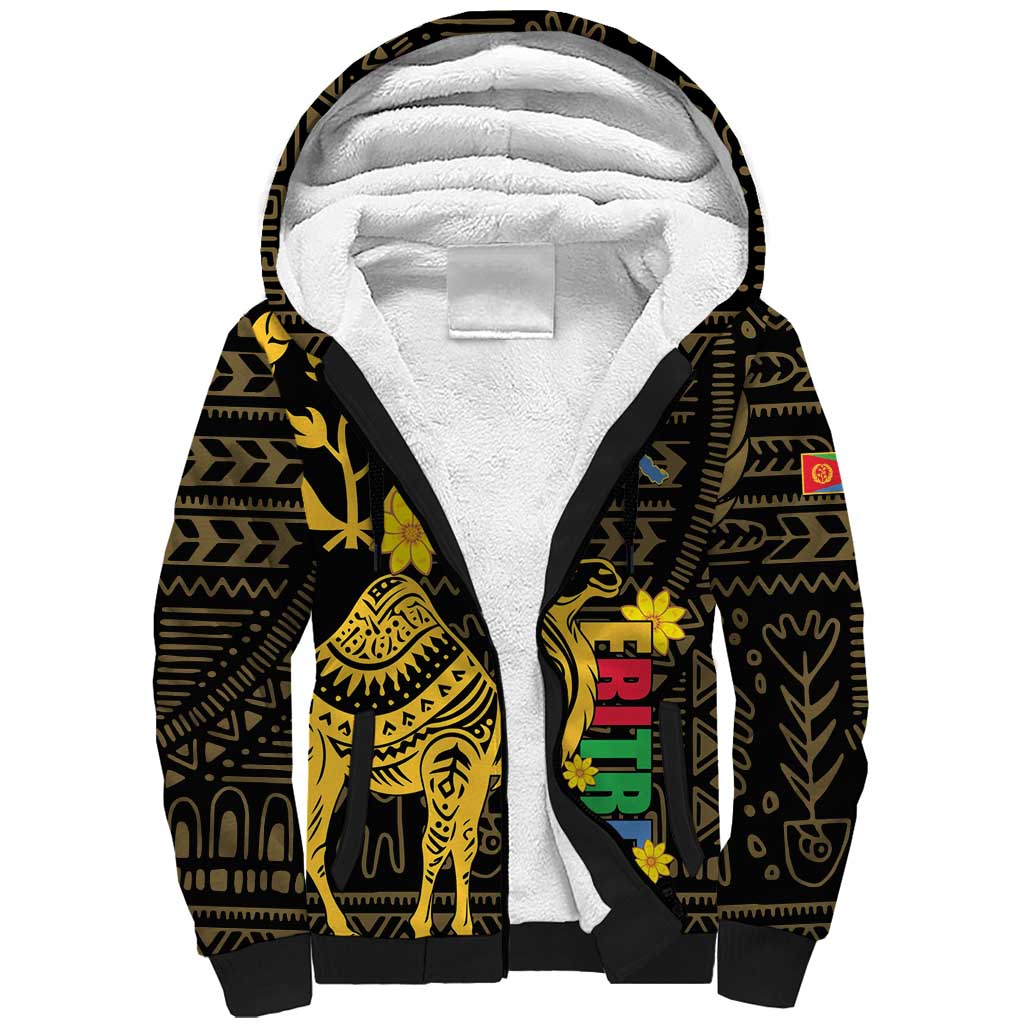 Enkutatash Eritrea New Year Sherpa Hoodie Eritrean Camel African Pattern - Wonder Print Shop