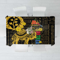 Black tablecloth with gold camel and Eritrean pattern and floral accents
