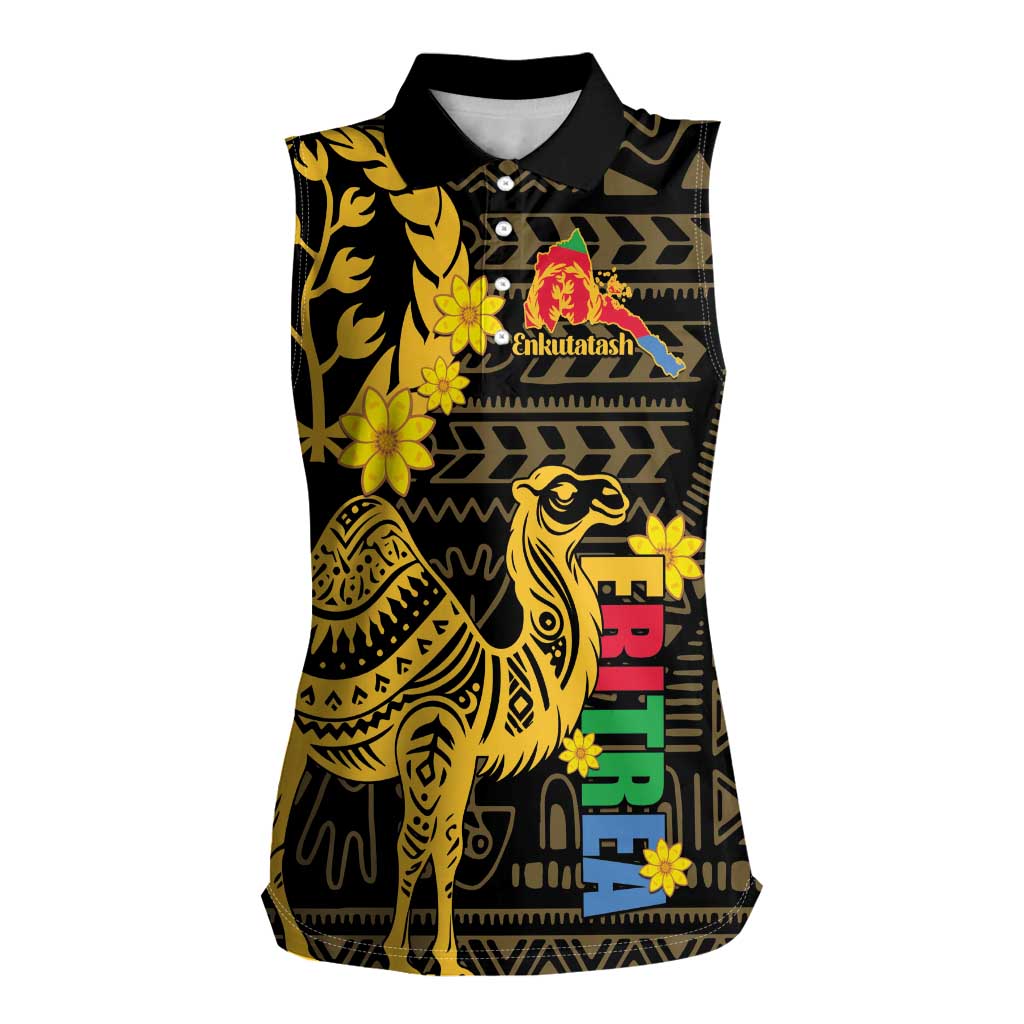 Enkutatash Eritrea New Year Women Sleeveless Polo Shirt Eritrean Camel African Pattern