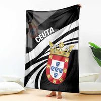 Black day blanket with white rays, bold 'CEUTA' text, and coat-of-arms graphic