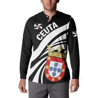 Black button sweatshirt with collar buttons, CEUTA text and crest shield