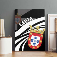 Framed canvas wall art with “CEUTA” wordmark, red crest shield, and black/white stripes