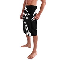 Black knee-length shorts with diagonal black-and-white print panel