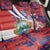 Costa Rica Back Car Seat Cover Coat of Arms Hibiscus Pattern - Wonder Print Shop