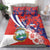 Costa Rica Bedding Set Coat of Arms Hibiscus Pattern - Wonder Print Shop