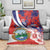 Costa Rica Blanket Coat of Arms Hibiscus Pattern