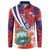 Costa Rica Button Sweatshirt Coat of Arms Hibiscus Pattern - Wonder Print Shop