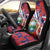 Costa Rica Car Seat Cover Coat of Arms Hibiscus Pattern - Wonder Print Shop