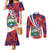 Costa Rica Couples Matching Mermaid Dress and Long Sleeve Button Shirt Coat of Arms Hibiscus Pattern