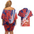 Costa Rica Couples Matching Off Shoulder Short Dress and Hawaiian Shirt Coat of Arms Hibiscus Pattern - Wonder Print Shop