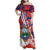 Costa Rica Family Matching Off Shoulder Maxi Dress and Hawaiian Shirt Coat of Arms Hibiscus Pattern - Wonder Print Shop