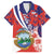 Costa Rica Family Matching Off Shoulder Short Dress and Hawaiian Shirt Coat of Arms Hibiscus Pattern - Wonder Print Shop