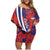 Costa Rica Family Matching Off Shoulder Short Dress and Hawaiian Shirt Coat of Arms Hibiscus Pattern - Wonder Print Shop