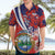 Costa Rica Hawaiian Shirt Coat of Arms Hibiscus Pattern - Wonder Print Shop