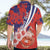 Costa Rica Hawaiian Shirt Coat of Arms Hibiscus Pattern - Wonder Print Shop