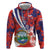 Costa Rica Hoodie Coat of Arms Hibiscus Pattern - Wonder Print Shop