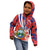 Costa Rica Kid Hoodie Coat of Arms Hibiscus Pattern - Wonder Print Shop